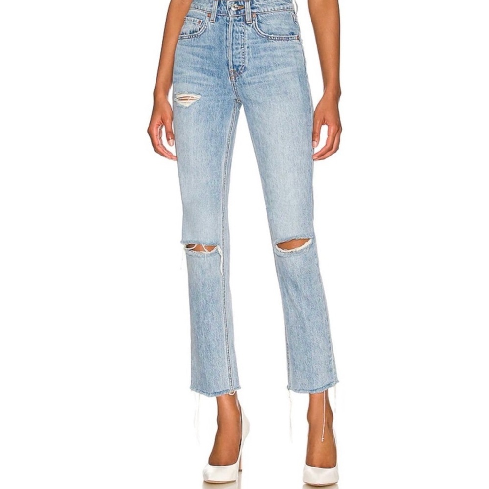 GRLFRND |‎ The Karolina High Rise Straight Distressed
Denim Jeans Sz. 28